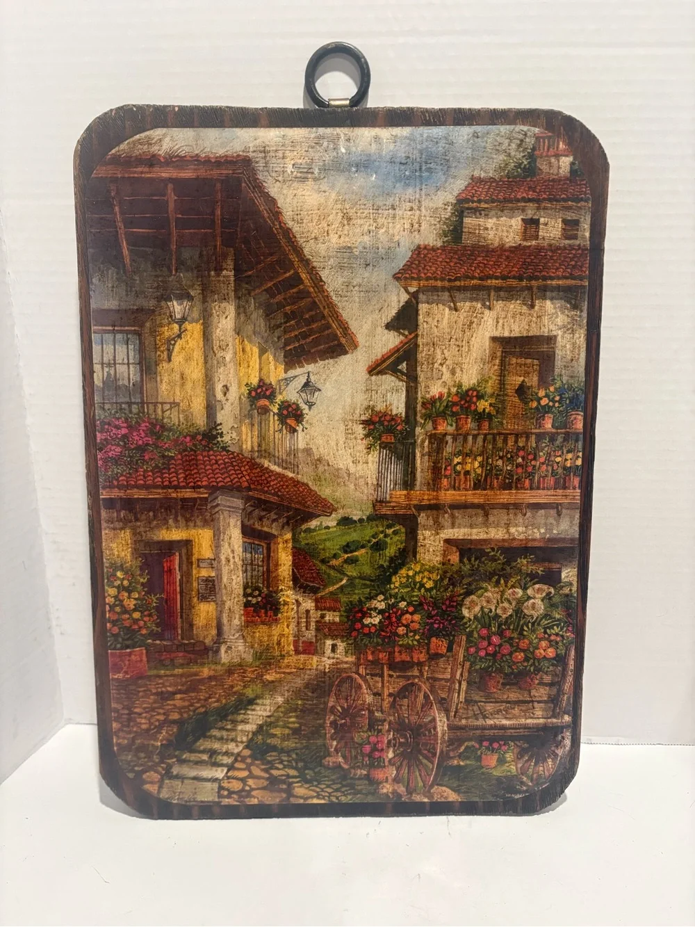 Rustic Village Floral Wall Plaque - Multicolor